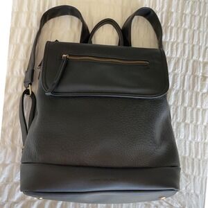 Urban Originals Black Vegan Leather Pebbled Backpack Gold Hardware Minimalist‎